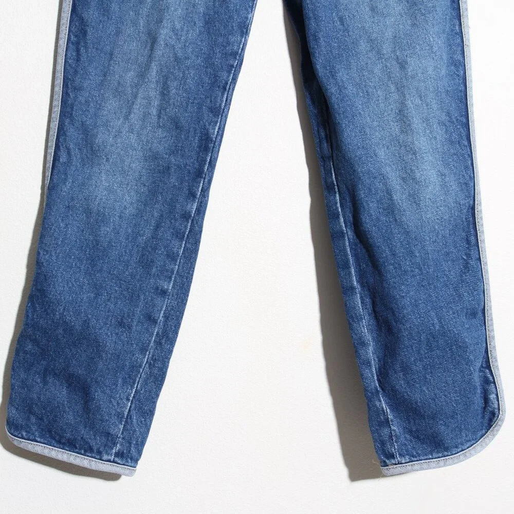 FRAME Denim Le Sylvie High Waist Dolphin Hem Crop Straight Leg Jeans Blue Sz 26 - Picture 4 of 15